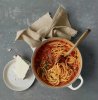 Spaghetti with tomato sause with parmesan on the side.jpg