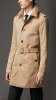 Mid-Length Cotton Gabardine Ostrich Leather Collar Trench Coat 1.jpg