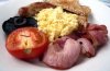 Sausage, bacon, scrambled eggs, tomato, bread.jpg